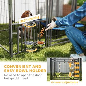 Recinto per Cani da Esterno XXL 1,8m x 1,2m x 1,8m in Metallo con Tetto e Ciotole Girevoli Regolabili su 4 Livelli per Allevamento e Hotel - Product Image 6