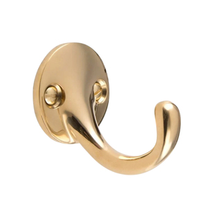 Gancho Doble de Pared de Metal Estilo Antiguo, Base Redonda Dorada Pulida, para Colgar Abrigos, Sombreros y Toallas, para Dormitorio - Product Image 5