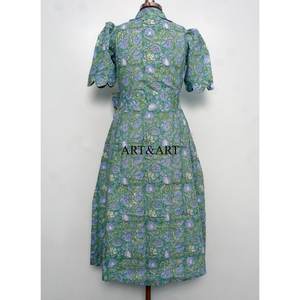 Robe longue midi trapèze en pur coton pour femme, faite main, douce et naturelle, imprimé floral, décontractée, pour soirée, unie, simple, lavable - Product Image 6