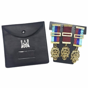 Master Mason Blue Lodge Jewel Case Black PU Leather Storage Pouch with Custom Embroidery Lodge Name and Number - Product Image 1