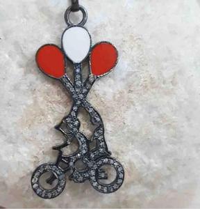 Collar Love Ride para Mujer, Estilo Vintage, Chapado en Rodio Negro, Plata de Ley 925, con Diamante Natural Tallado en Corte Único, 35x20MM, para Boda - Product Image 2