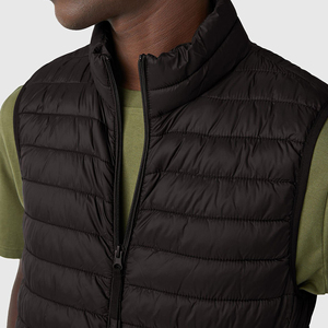 <b>Men's</b> <b>Black</b> Quilted Puffer <b>Vest</b> Stand Collar Zipper Closure Windproof Casual Winter Outerwear Sleeveless Lightweight Gilet - Product Image 6