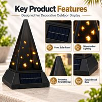 Lampu Pemakaman Tenaga Surya 3D, Lampu Kubur Tenaga Surya, Lilin Kubur Tenaga Surya, Lampu Peringatan Desain Piramida, Grosir Pemakaman Eropa, OEM
