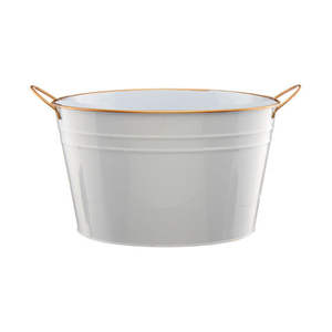 Cubo de Hielo para Champán de Color Blanco con Forma Ovalada, Enfriador de Vino Metálico Elegante con Asas para Bodas y Fiestas - Product Image 1