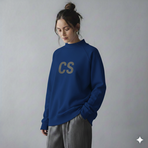 Sudadera Oversize de Cuello Alto para Mujer con Estampado de Letras, Tejida, Manga Larga, Logotipo Frontal Asimétrico, Cuello Simulado, Otoño - Product Image 2
