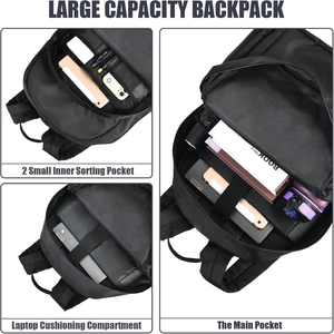 Mochila Escolar Unisex de Gran Capacidad, Impermeable, con Cierre de Cremallera y Logotipo Personalizado, con Diseño de Dibujos Animados para Niñas, Color Negro - Product Image 4