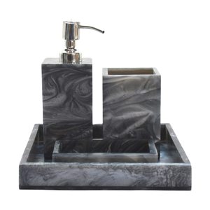 COZY Five-Piece Ceramic Bathroom Accessories <b>Set</b> Marble Pattern Hand <b>Soap</b> Dish Liquid <b>Soap</b> Dispenser Toothbrush Holder Hotel <b>Set</b> - Product Image 5