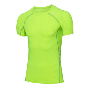 Men's <b>Black</b> Short Sleeve <b>Compression</b> Rash Guard Quick Dry Polyester Athletic <b>Shirt</b> - Product Image 5