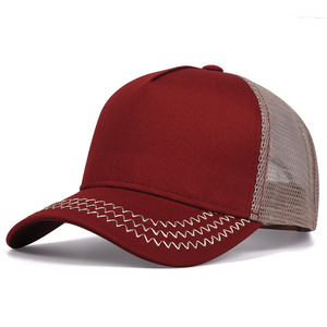 Wholesale Custom 5 Panel Suede Terry Sporty Truck Cap Embroidery Woven Patch Logo Mesh Snap Back High Quality Men Trucker <b>Hat</b> - Product Image 4