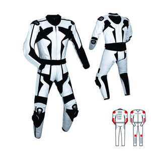 Combinaison de moto en cuir de vachette véritable de qualité supérieure pour homme avec protections homologuées CE pour la conduite sur circuit, sur route et professionnelle - Product Image 1