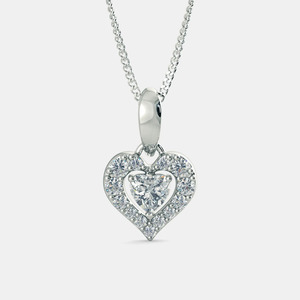 Collar con Colgante de Diamante Cultivado en Laboratorio con Halo de Corazón en Oro Blanco - Product Image 1
