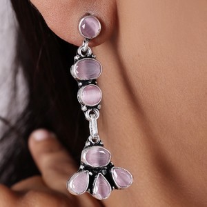 Oxidized <b>Silver</b> Drop <b>Earrings</b> Wholesale Bulk | Multi Stone <b>Dangle</b> Boho <b>Earrings</b> | Handmade Indian Ethnic Jewelry Manufacturer - Product Image 5