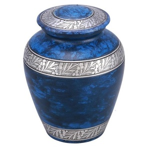 Urnes funéraires en aluminium pour adultes avec finition en marbre bleu, urne funéraire en métal pour cendres humaines, urnes commémoratives pour crémation. - Product Image 1