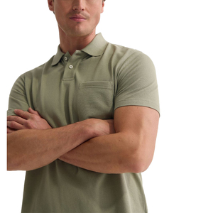 Polo en piqué de coton pour homme 2026, manches courtes, couleur unie, coupe décontractée, respirant, avec poche, vert - Product Image 5