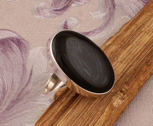 Bague ovale en onyx noir, argent 925, pierre précieuse, bague unisexe, fournisseur en gros - Product Image 1