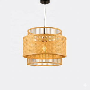 Lámpara Colgante de Bambú Personalizada al por Mayor, Precio de Fábrica, OEM/ODM, Lámpara de Techo de Ratán Tejida a Mano de Proveedor Vietnamita - Product Image 4