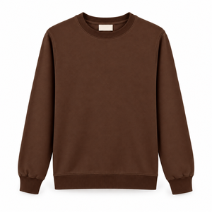 เสื้อสเวตเชิ้ตคอกลมสีน้ำตาลสำหรับผู้ชาย ทรงโอเวอร์ไซส์ ผ้าฟลีซ ระบายอากาศได้ดี ผลิตจากโพลีเอสเตอร์/คอตตอน เหมาะสำหรับฤดูหนาว สีพื้น เรียบง่าย สวมใส่สบาย - Product Image 1