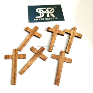 Cruz de Madera de Acacia Ligera de Primera Calidad para la Fabricación de Joyas, Colgante de Ángel Cristiano Rústico con Acabado Pintado, Manualidades, Rosario, Pascua - Product Image 2
