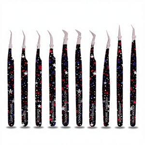 Pinzas Ergonómicas Ligeras con Punta Fina para Pestañas, Herramientas de Extensión de Pestañas de Volumen de Marca Privada para Injerto de Cejas - Product Image 1