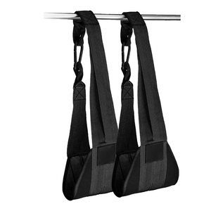 Sangles abdominales rembourrées en nylon Elite pour barre de traction, sangles de maintien robustes avec anneau en D, support large pour les bras, équipement de gym pour exercices de levage des jambes - Product Image 2