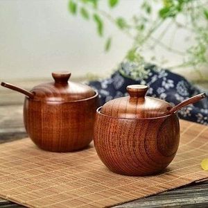 Handmade Natural Wooden Masala Jar with <b>Lid</b> Wholesale Premium Wooden Spice Jar for Kitchen Storage Manufacturer <b>by</b> Curio Craft - Product Image 4