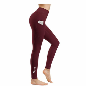 High Waist Full Length <b>Leggings</b> Navy <b>Blue</b> Knitted Stretch Breathable Sporty <b>Women's</b> Yoga Pants With Pockets - Product Image 6