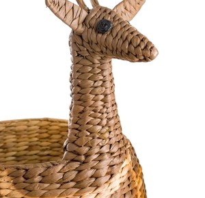 Boho Giraffe Water Hyacinth Toy <b>Basket</b> Woven Decorative Storage <b>Hamper</b> Open Top Kids Playroom Organizer - Product Image 2