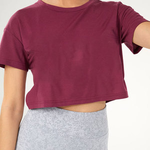Camiseta Deportiva Holgada y Elástica para Mujer, Corte Cuadrado, Manga Corta, Oversize, Material de Jersey de Algodón, Top Corto - Product Image 3