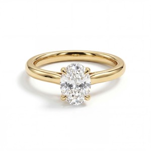 Anillo de Compromiso Solitario de Oro Amarillo de 14K con Diamante Ovalado de 2 CT Cultivado en Laboratorio, Joyería Fina con Detalle Oculto en Catedral - Product Image 1