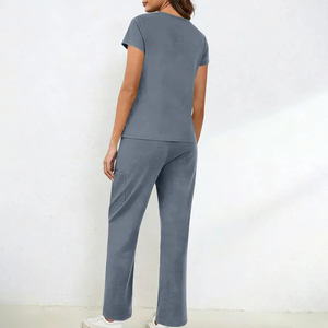 Custom Logo Nursing Scrubs <b>Set</b> Anti-Wrinkle <b>Doctors</b> Uniform Elasticity Fabric Spandex Polyester Scrub <b>Set</b> Scrubs Uniforms <b>Sets</b> - Product Image 5