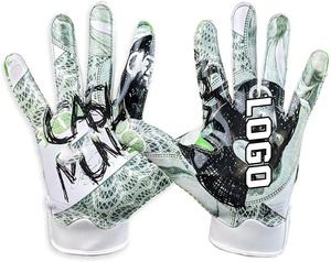 Gants de football américain personnalisés, à doigts complets, respirants, avec paume en silicone antidérapante, pour sports de plein air, unisexes, vente en gros - Product Image 1