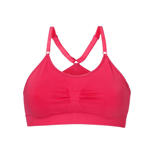 Conjunto de yoga rosa para mujer con cuello redondo, sujetador deportivo con espalda cruzada y camisola fruncida con efecto retorcido en la parte delantera - Product Image 1
