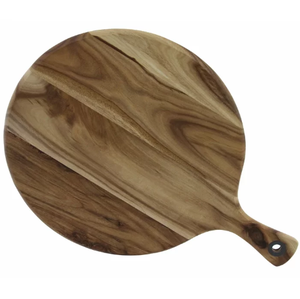 Thick Wooden Round Shape Chopping Board With Handle Easy Portable Heavy Duty Meat Cutting Block Handmade Made In India - Product Image 6