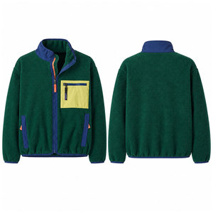 Veste polaire zippée pour homme, color block, col montant épais, décontractée, chaude pour l'hiver, en sherpa - Product Image 1
