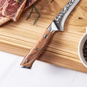 Custom Handmade Ambidextrous <b>Boning</b> <b>Knife</b> with Damascus Steel Blade Wooden <b>Handle</b> Leather Sheath 8-9.9in Blade Length - Product Image 2