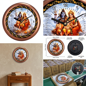 Custom Shiv Family Photo Promotional Office Wall Clock with Digital Printing for Valentine's Day & Christmas - Product Image 2