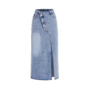 Unique Cotton Denim Jean Cargo Skirt For Women Slit High Waist Long Skirt OEM Wholesale Summer Streetwear Fashion Casual Wear - Product Image 3