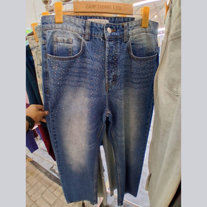 Pantalones vaqueros negros de mezclilla, holgados, de pierna ancha, rectos, transpirables, ecológicos, de verano, para mujer, de talla grande, personalizados y de alta calidad, al por mayor. - Product Image 2