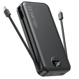 20000mAh caricabatterie portatile ad alta velocità Slim da viaggio essenziali Power Bank con cavi integrati e cavi compatibili con iPhone - Product Image 1