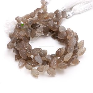 Perles de pierre de lune grise naturelle AAA en forme de feuille, sculptées à la main, 10x11MM, perles de pierre de lune en vrac pour la fabrication de bijoux, vente en gros - Product Image 4