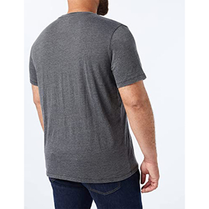 T-shirt en coton uni à col en V pour homme, coupe classique, décontracté, manches courtes, jersey tricoté - Product Image 6