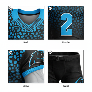 Premium American Football Uniforms Sublimation Short Quick Dry Plus Size Reinforced Polyester Customizable Breathable - Product Image 4