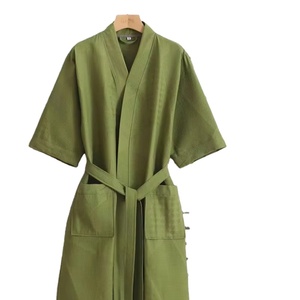 Bata de lujo de estilo premium 100% algodón para mujer, ropa de estar cómoda para la piel, bata de verano de longitud completa, ropa de dormir de talla grande para mujer - Product Image 1