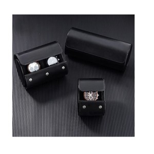 กล่องใส่นาฬิกาหนังแท้ทำมือ สำหรับเดินทาง ปิดด้วยกระดุมล็อคแน่นหนา ป้องกันรอยขีดข่วนด้านใน กล่องใส่นาฬิกาสามช่อง - Product Image 6