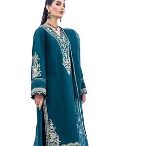 El último diseñador Pure Georgette Chiffon bordado Work Fancy Kurti Set - Product Image 1