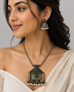 ARTS JEWELS Conjunto de Collar y Pendientes de Latón Chapado en Oro para Mujer, con Engaste de Bisel y Ónix, Estilo Bohemia, Joyería para Bodas y Fiestas - Product Image 4