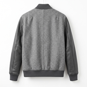 Chaqueta Varsity Gris para Hombre Dumela, Estilo Preppy, Parches Bordados, Cuello Camisero, Ropa de Invierno, Resistente al Viento, con Insignia - Product Image 2
