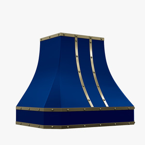 Hotte de cheminée au design moderne et attrayant, finition bleue, fabriquée à la main, avec rivets en acier - Product Image 6