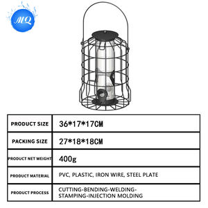 Mangeoire à oiseaux suspendue extérieure en métal de qualité supérieure <span class=keywords><strong>Cage</strong></span> à oiseaux sauvage de style classique à l'épreuve des écureuils avec toit pour jardin et cour pour salon - Product Image 5