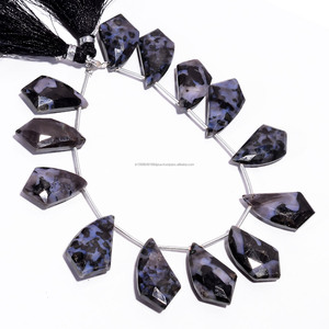 Perles de pierres précieuses en jaspe gabbro bleu naturel de qualité supérieure, facettées, forme fantaisie, brin de 8 pouces, 7x9 8x15 MM, fabrication artisanale, tiers - Product Image 1